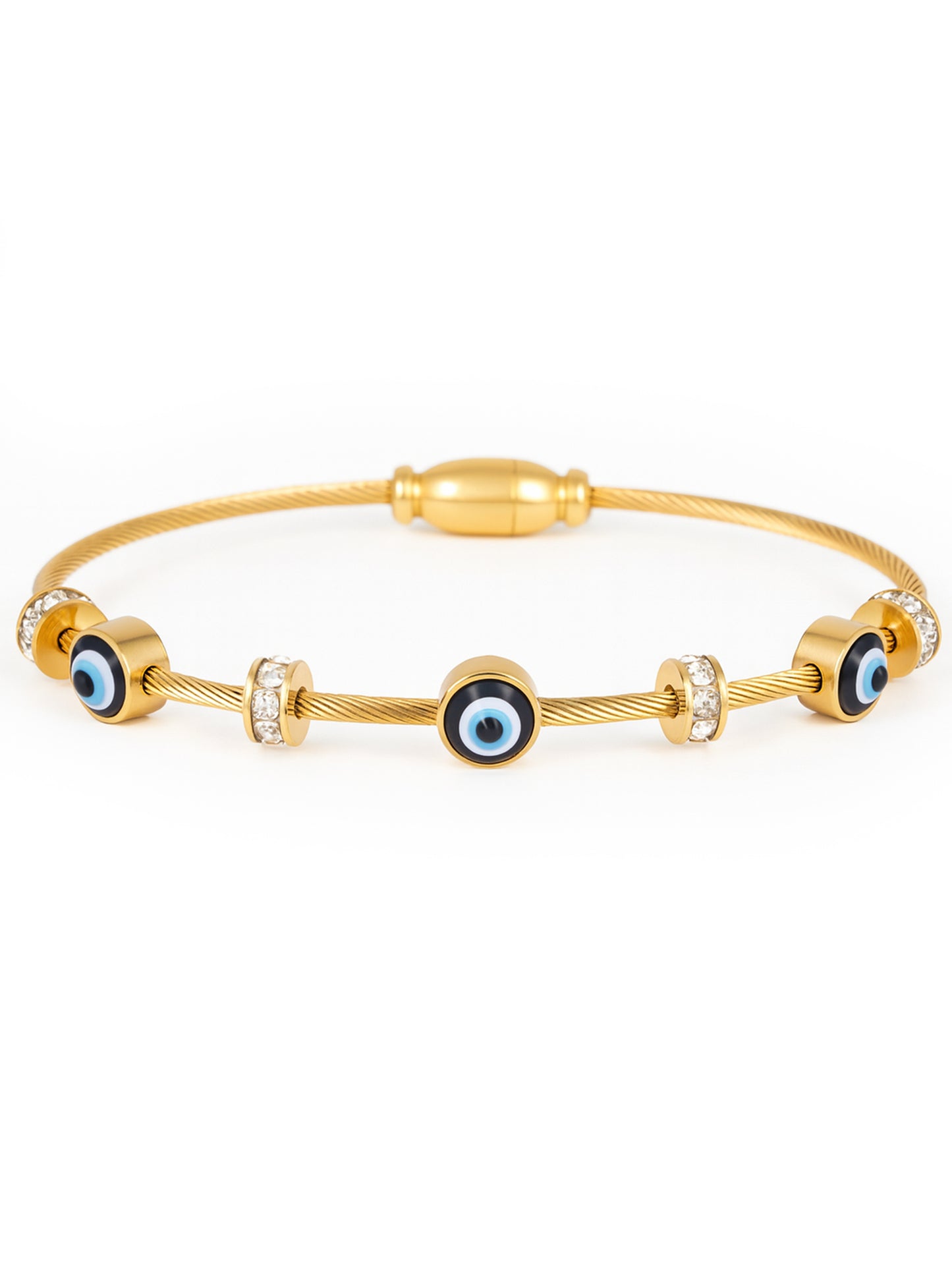 Elegant Evil Eye Gold Charm Bracelet