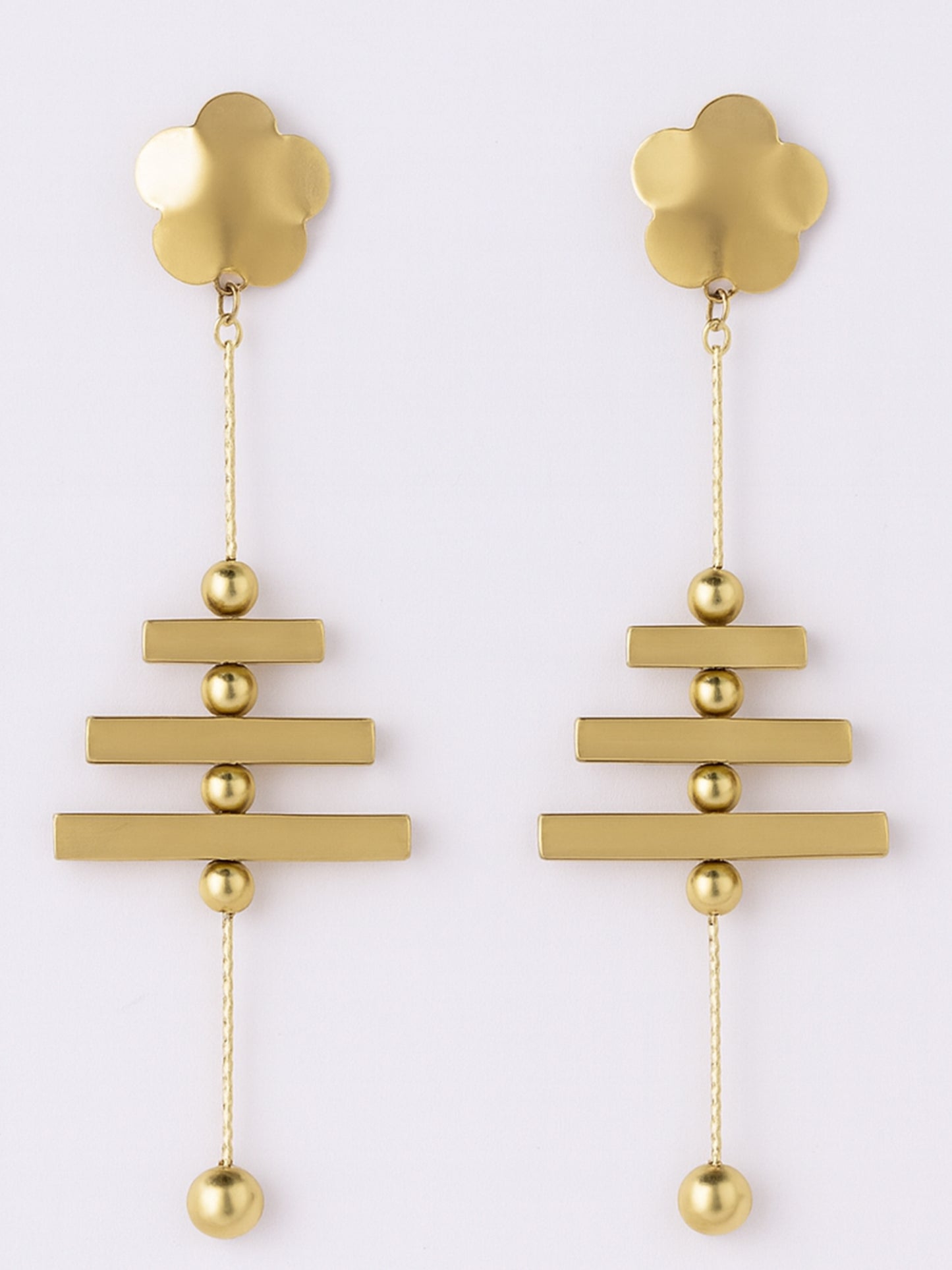 Geometric Bloom Drop Earrings – Modern, Bold & Artistic Statement