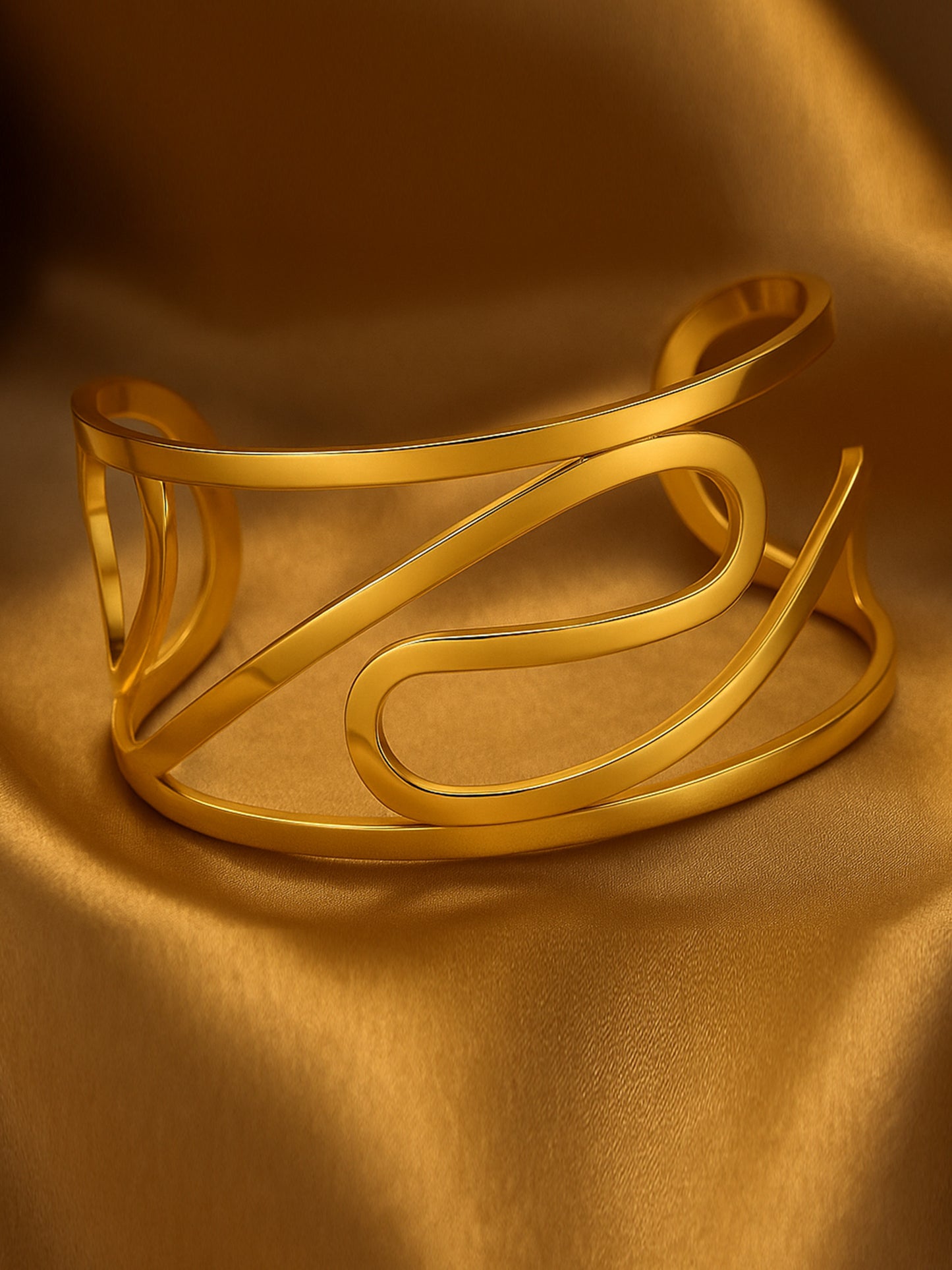 Bold Abstract Gold Statement Bangle-free sizes