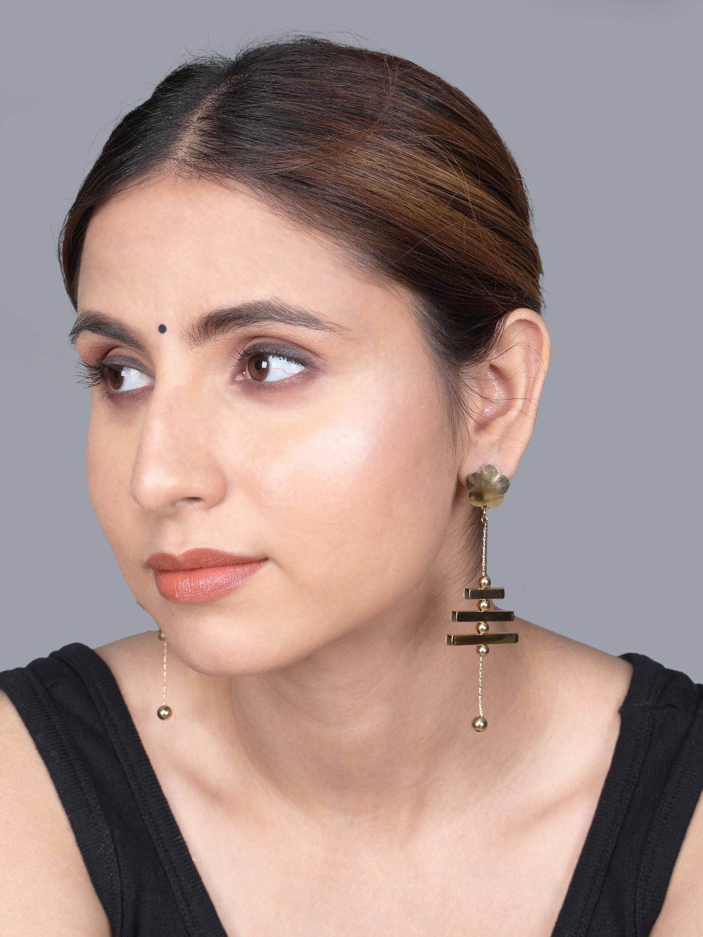 Geometric Bloom Drop Earrings – Modern, Bold & Artistic Statement