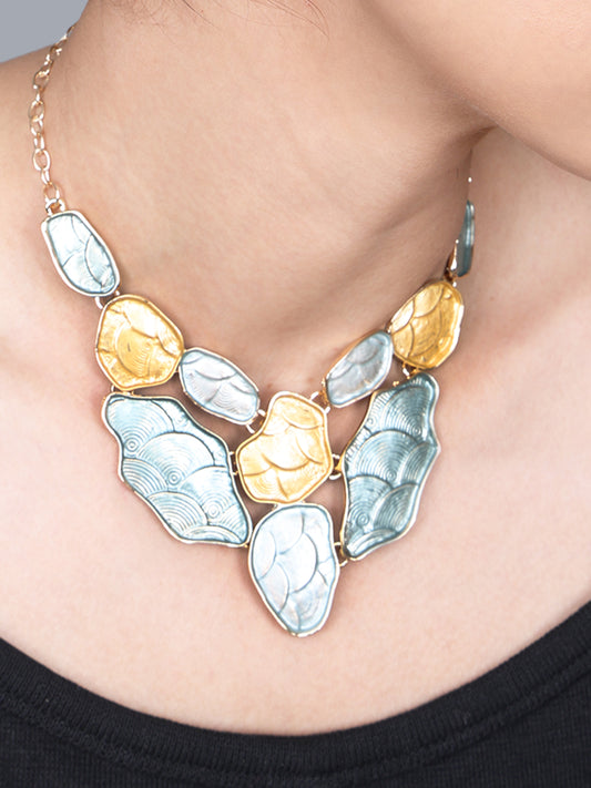 Elegant Gold & Silver Statement Necklace for Women | Designer Fashion Jewelry - Dissara