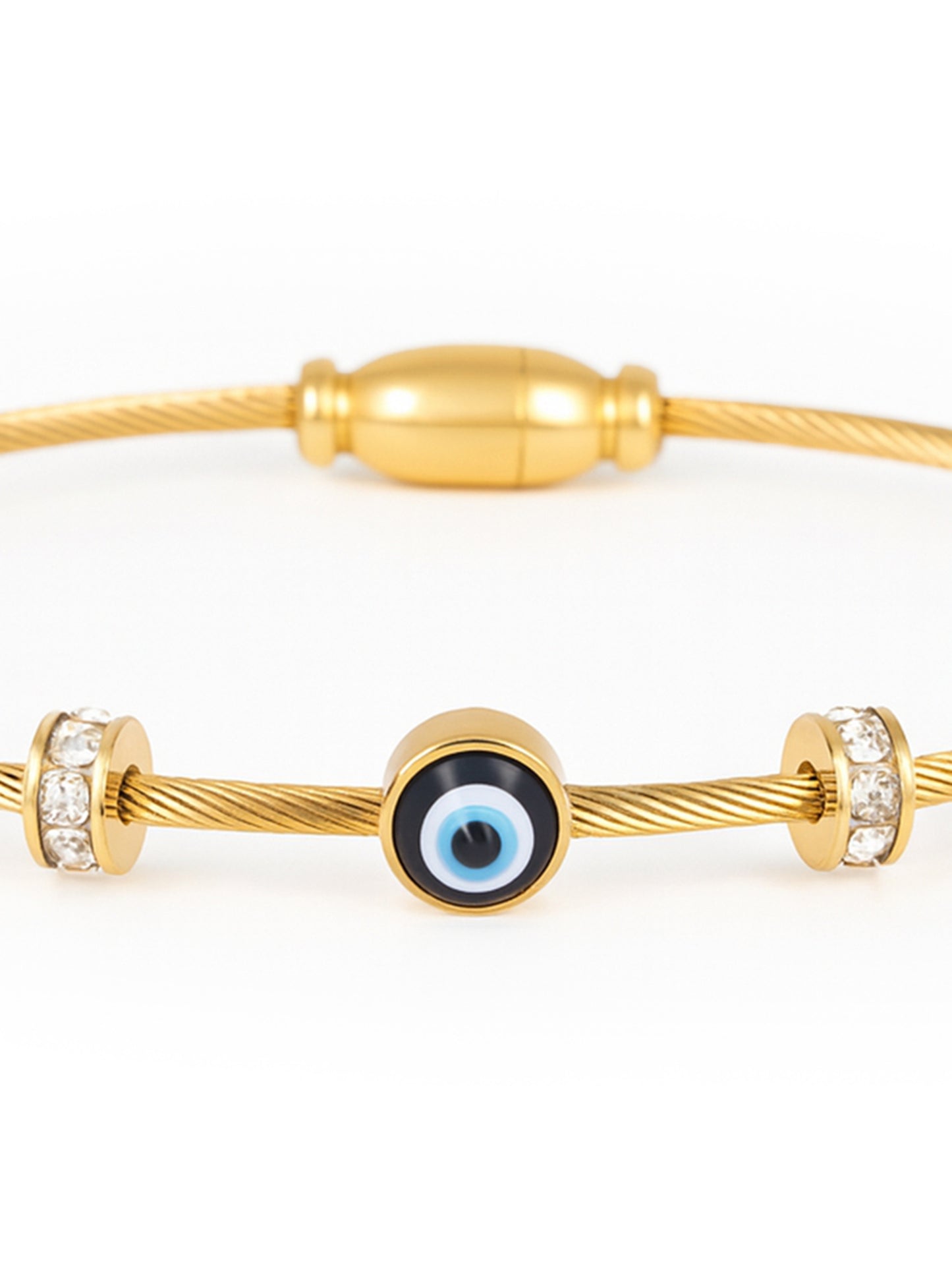 Elegant Evil Eye Gold Charm Bracelet