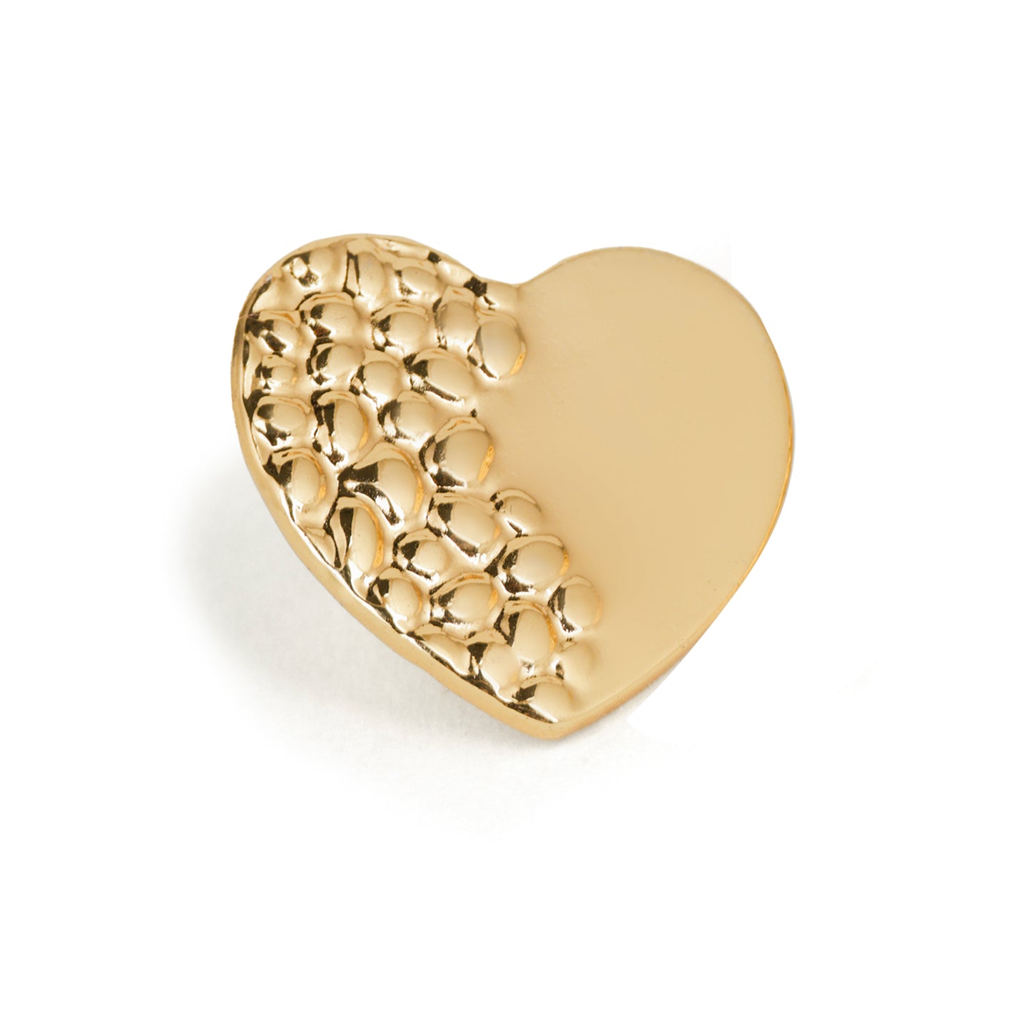 Two-Tone Gold Heart Stud Earrings – Smooth & Textured Design