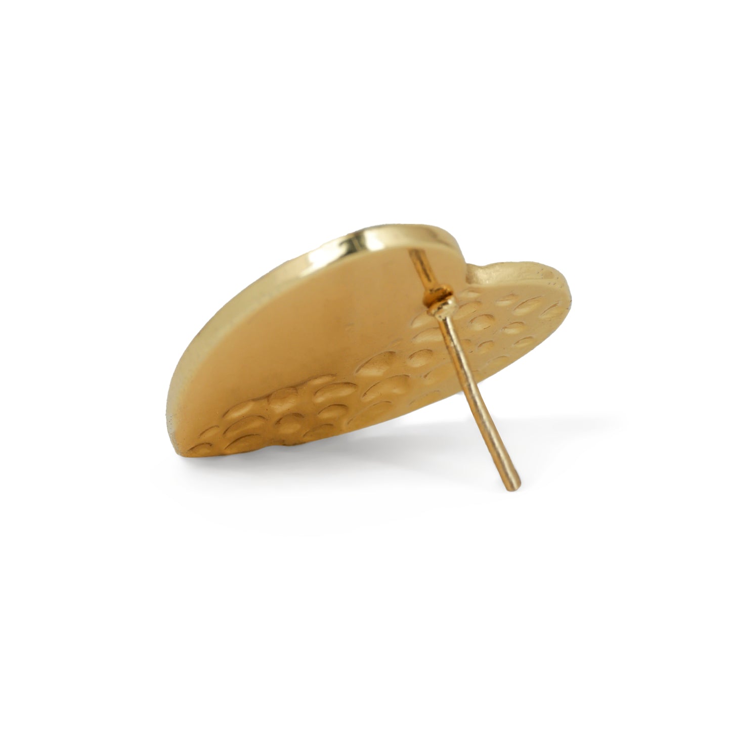 Two-Tone Gold Heart Stud Earrings – Smooth & Textured Design