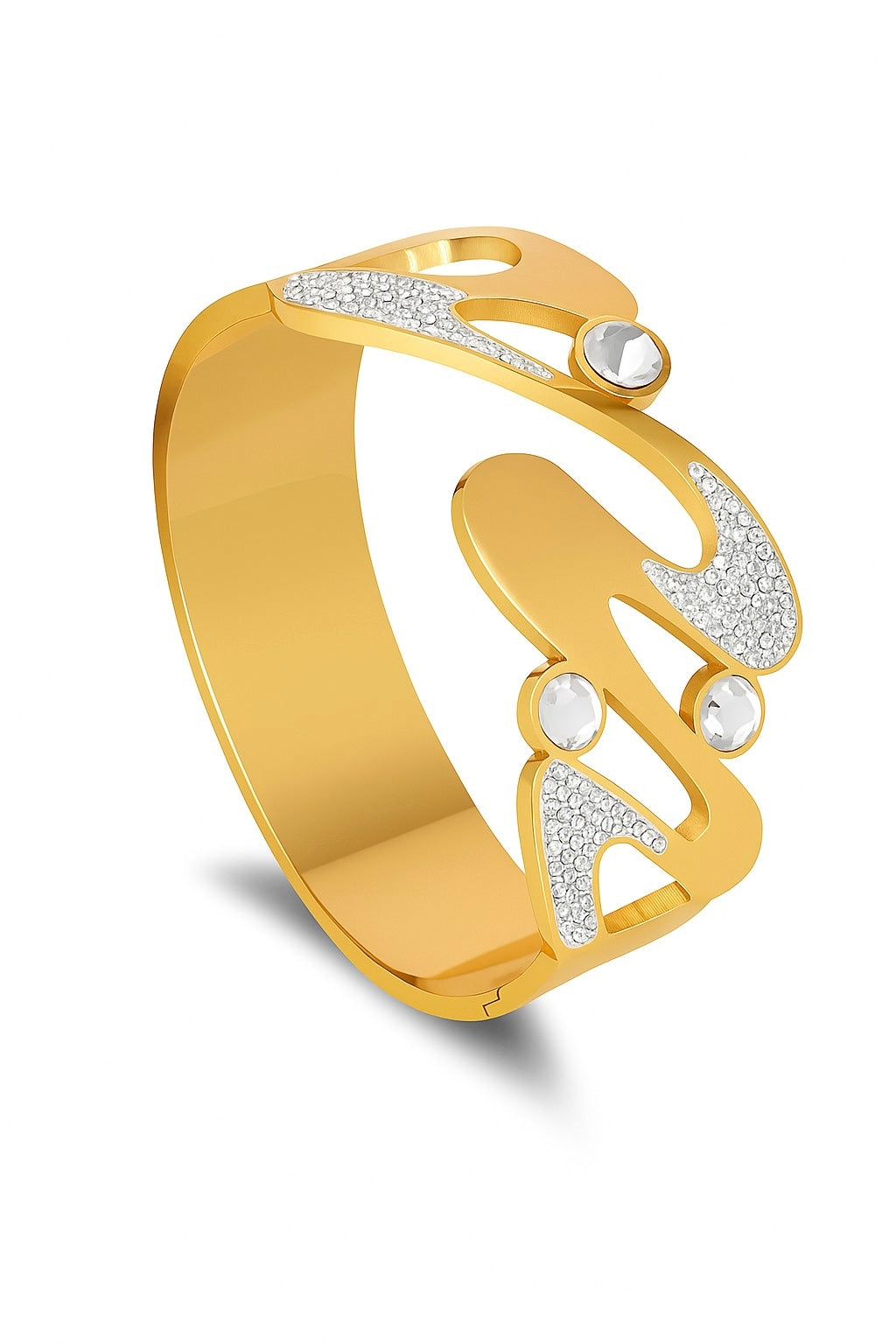 Luxury Gold Wave Crystal Statement Bracelet