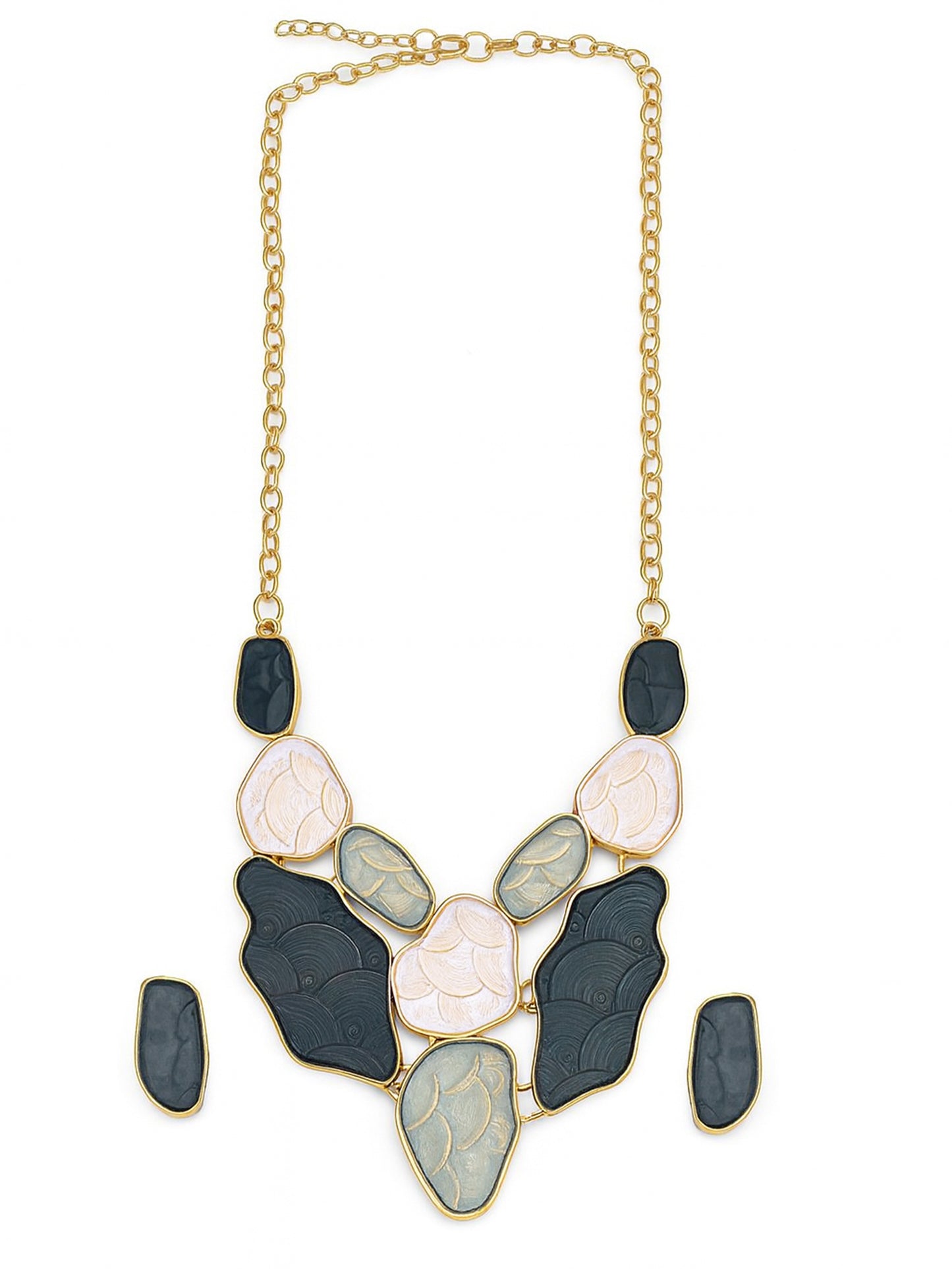 Midnight Blossom Statement Necklace Set – Bold, Artistic & Elegant