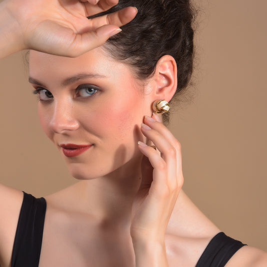 Elegant Twisted Knot Enamel & Gold-Toned Stud Earrings - Dissara