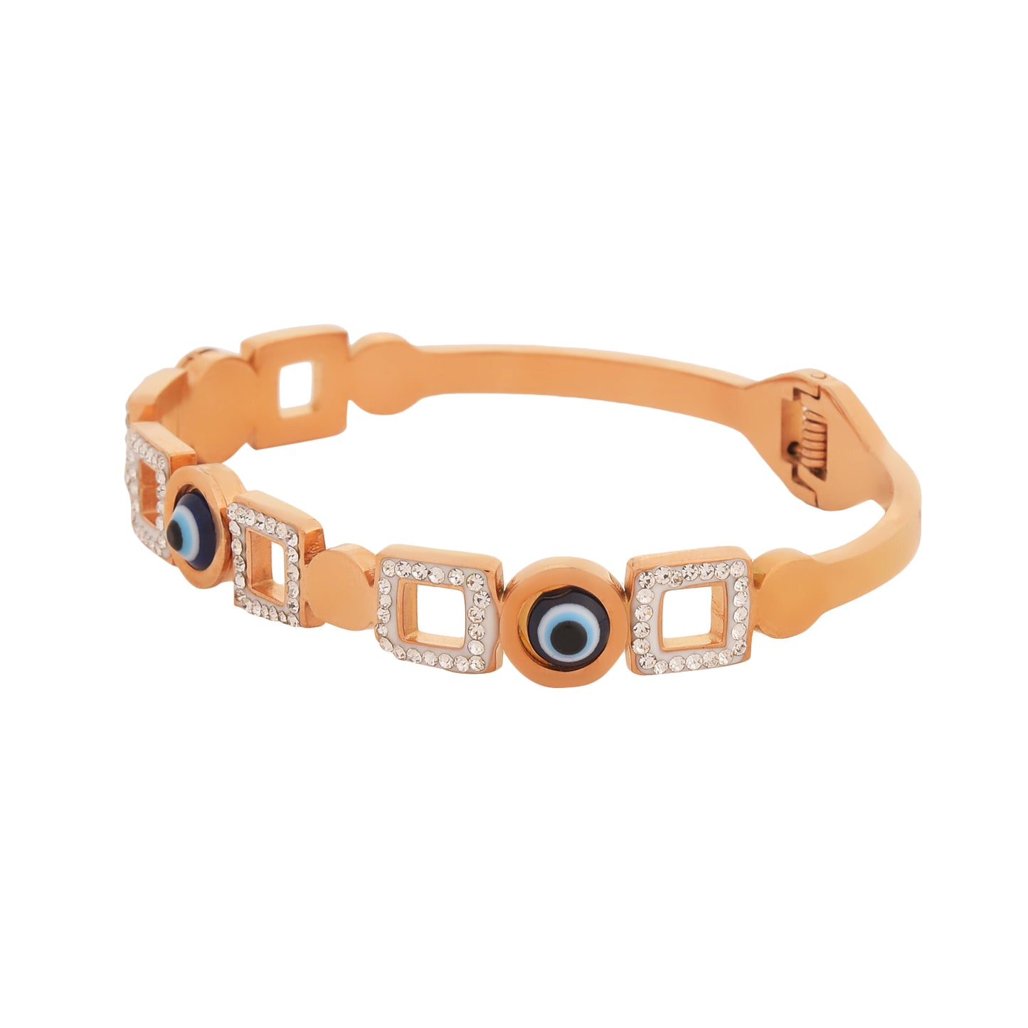 Evil Eye Rose Gold Bracelet with Crystal Accents