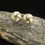 Elegant Twisted Knot Enamel & Gold-Toned Stud Earrings
