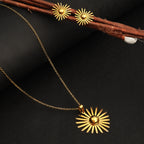 Radiant Sunburst Necklace & Earring Set in Gold Finish