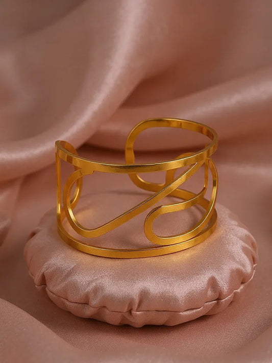 Bold Abstract Gold Statement Bangle-free sizes