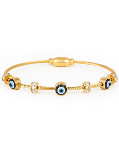 Elegant Evil Eye Gold Charm Bracelet