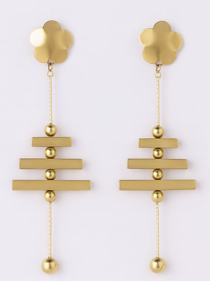 Geometric Bloom Drop Earrings – Modern, Bold & Artistic Statement