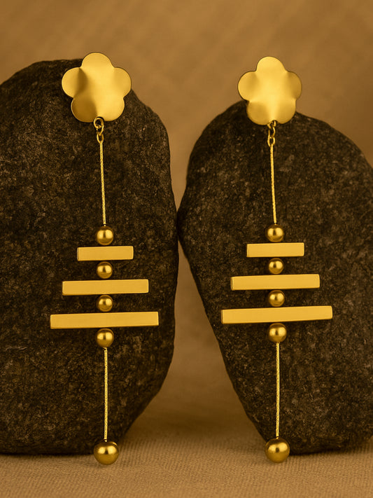Geometric Bloom Drop Earrings – Modern, Bold & Artistic Statement