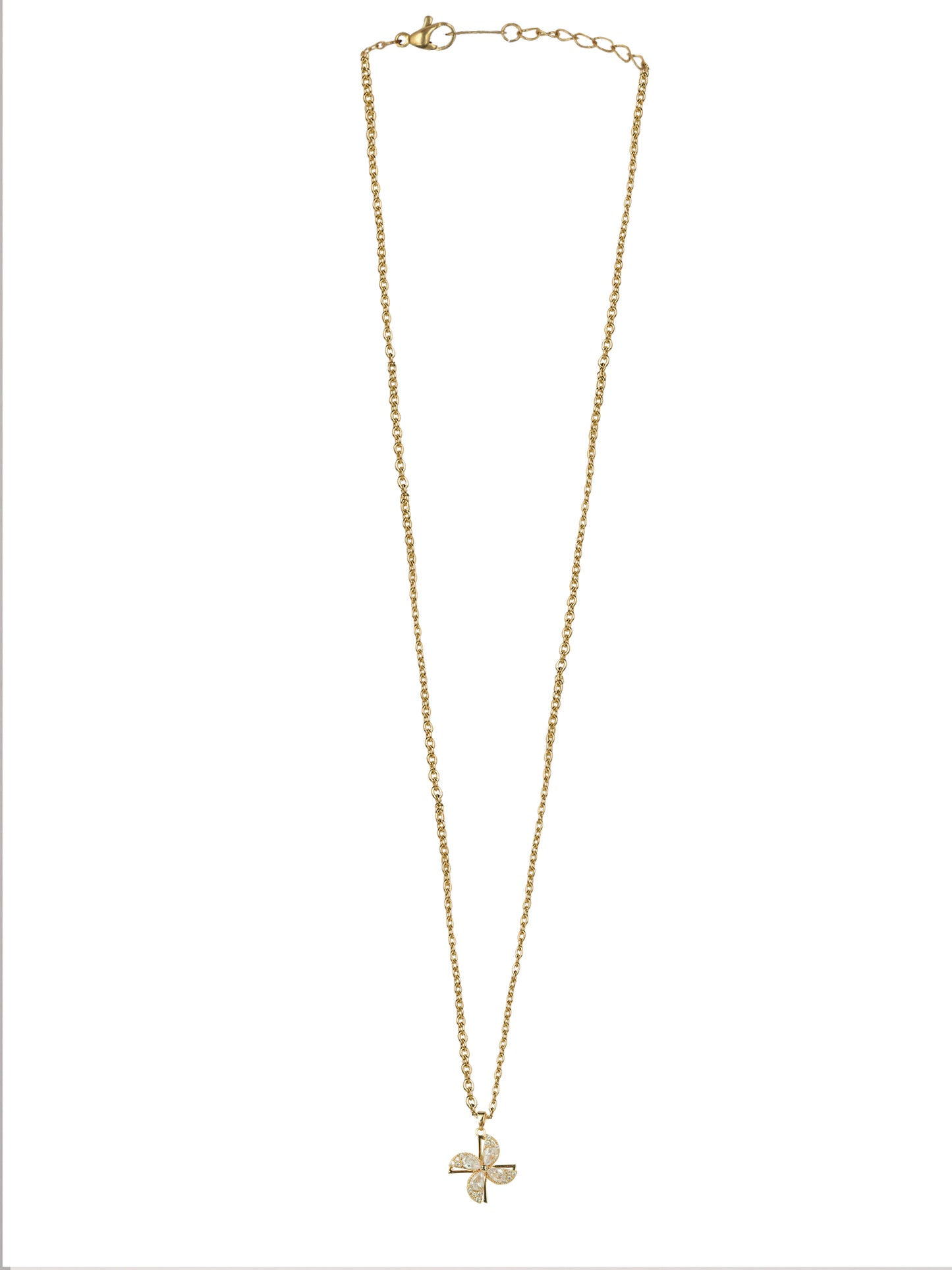 Elegant Floral Pendant Necklace – Gold Plated with Crystal Accents