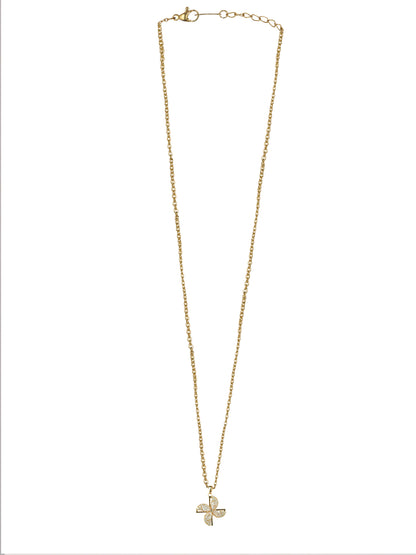 Elegant Floral Pendant Necklace – Gold Plated with Crystal Accents