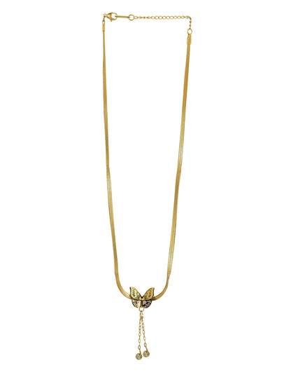 Gold-Plated Butterfly Pendant Necklace & Earrings Jewellery Set
