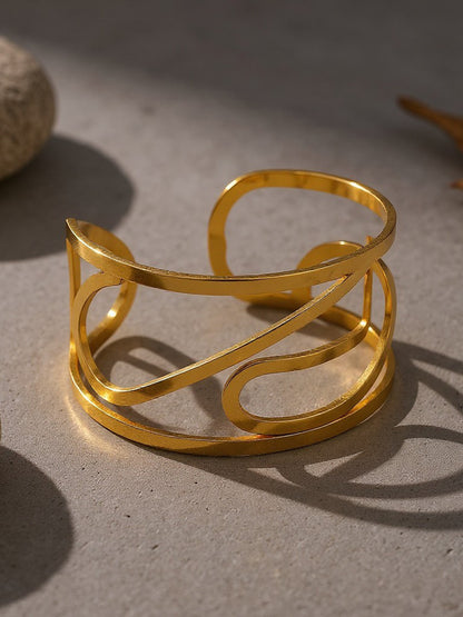 Bold Abstract Gold Statement Bangle-free sizes