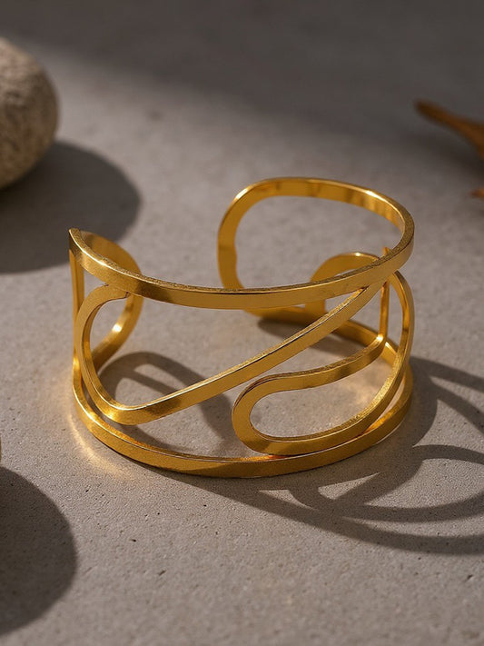 Bold Abstract Gold Statement Bangle-free sizes