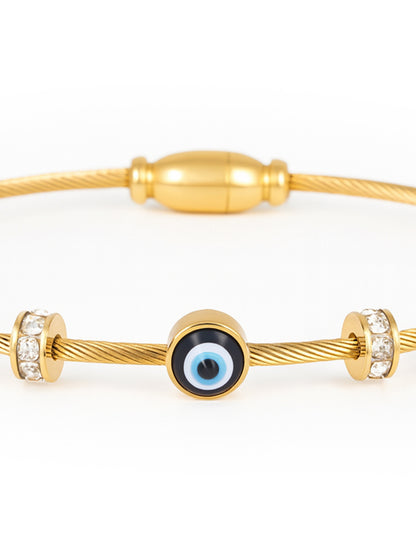 Elegant Evil Eye Gold Charm Bracelet
