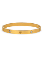 Classic Gold Love Bangle with Diamond Accents – Free Size