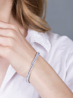 Elegant Silver Tennis Bracelet with Sparkling Stones – Free Size