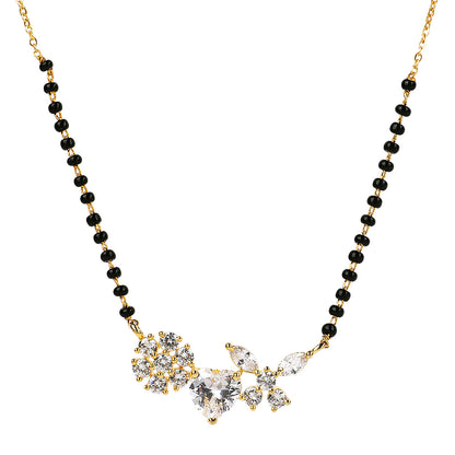 Heart floral black beads mangalsutra design