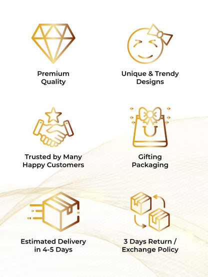 Brand features highlighting premium quality and benefits for a stylish mangalsutra for women