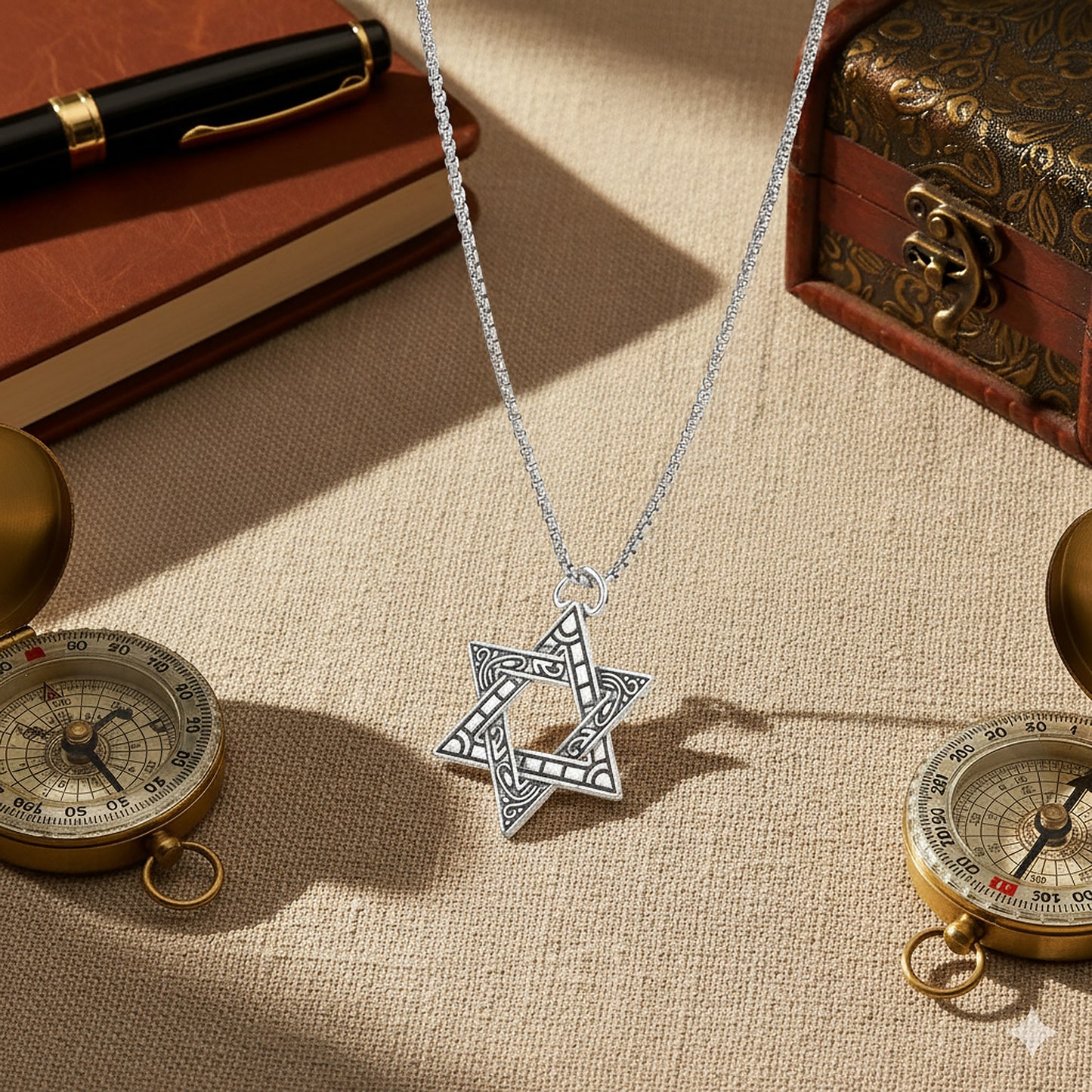 Star pendant silver chain for men