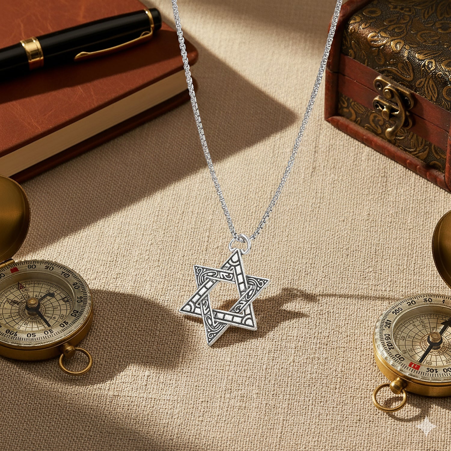 Star pendant silver chain for men