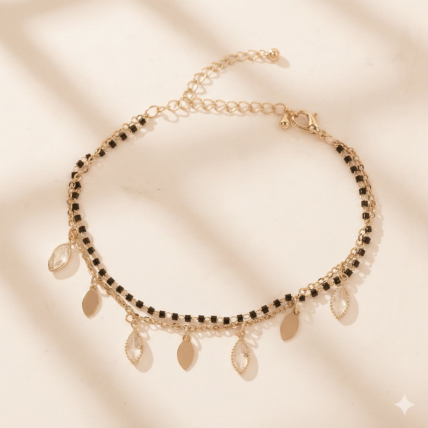Delicate mangalsutra bracelet design with leaf charms