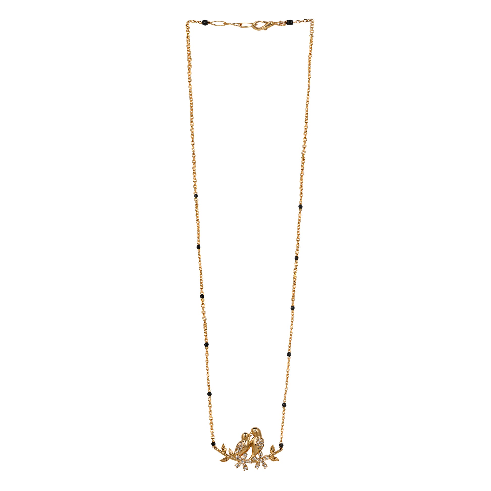 Simple modern mangalsutra design with gold love birds pendant