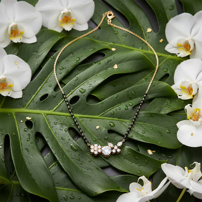 Heart floral mangalsutra design gold with diamond pendant