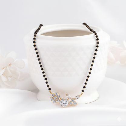Small mangalsutra design with heart floral diamond pendant