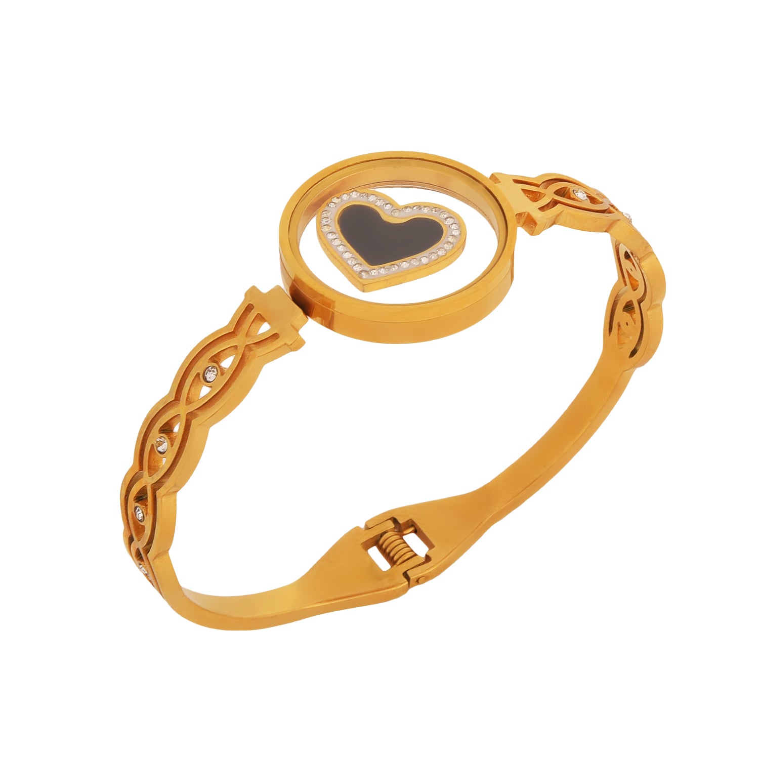 Latest bracelet design in gold with heart charm for women