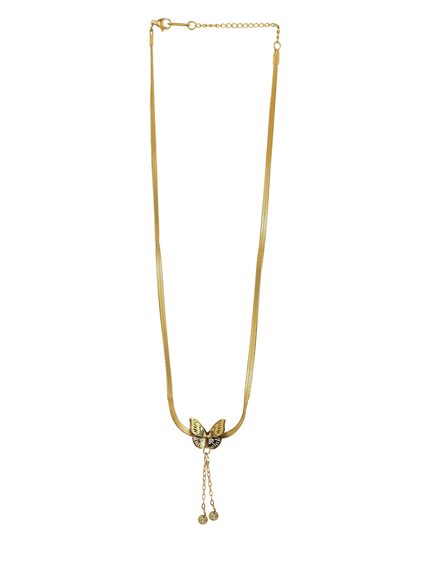 Elegant necklaces for women set, featuring a gold snake chain and butterfly pendant