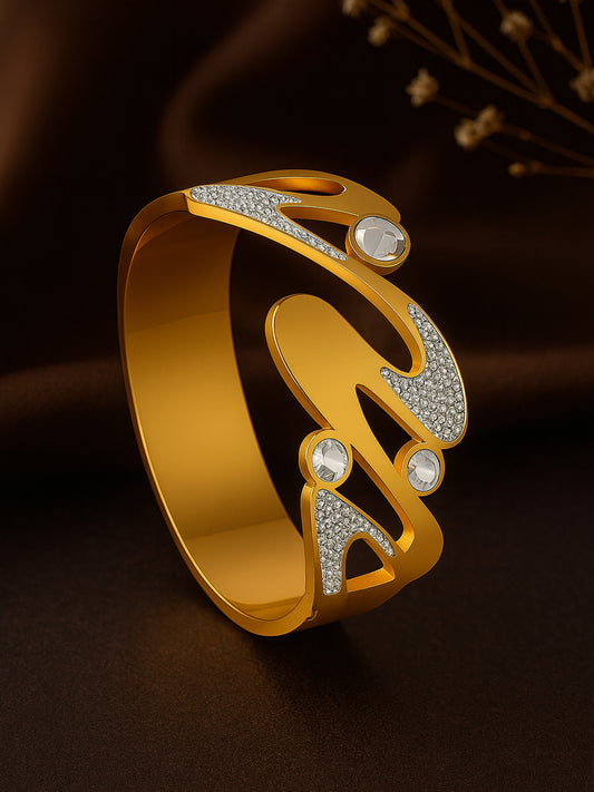 Luxury Gold Wave Crystal Statement Bracelet