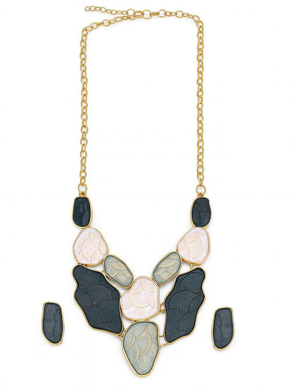 Midnight Blossom Statement Necklace Set – Bold, Artistic & Elegant