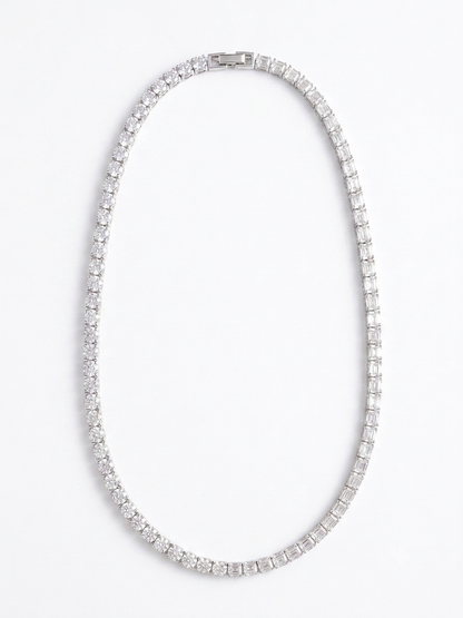 Men’s Silver Stone Tennis Chain Necklace | Stylish Statement Jewellery