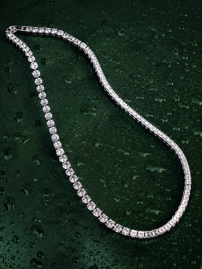 Men’s Silver Stone Tennis Chain Necklace | Stylish Statement Jewellery