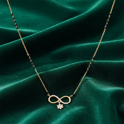Gold plated infinite mangalsutra design with floral diamond charm