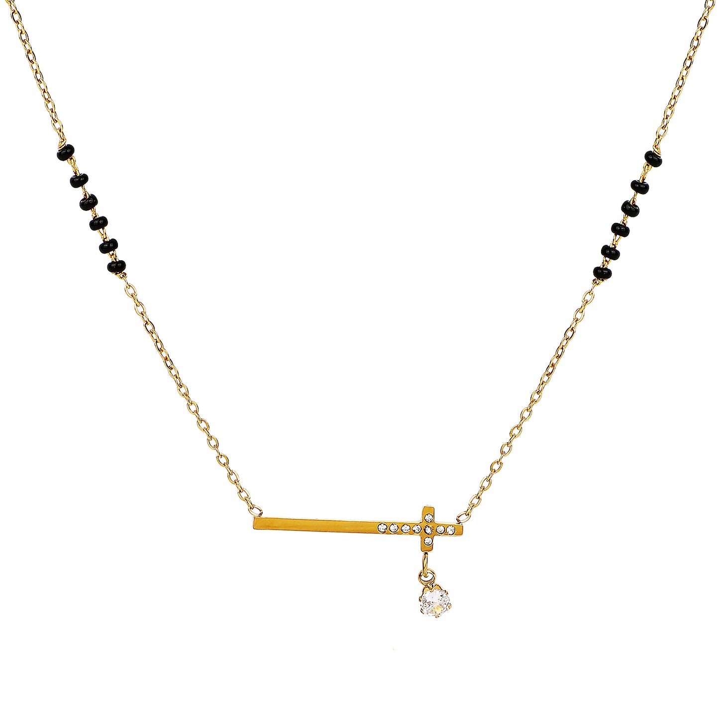  Trending mangalsutra design with a subtle horizontal pendant, ideal for the modern Indian woman's daily and office wear