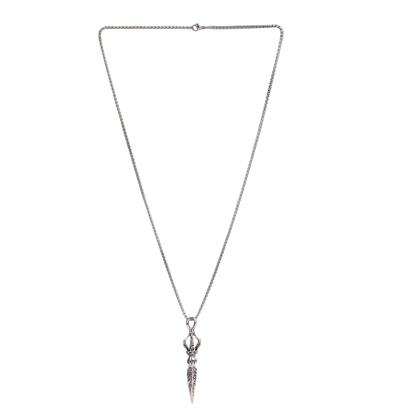 Minimal silver chain pendants necklace on white background