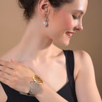 Dual-Tone Cutout Cuff Bracelet with Crystal Accents