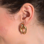 Bold Interlocking Oval Gold-Toned Stud Earrings