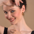 Bold Interlocking Oval Gold-Toned Stud Earrings