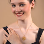 Radiant Sunburst Necklace & Earring Set in Gold Finish