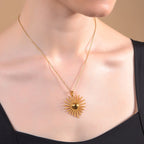 Radiant Sunburst Necklace & Earring Set in Gold Finish