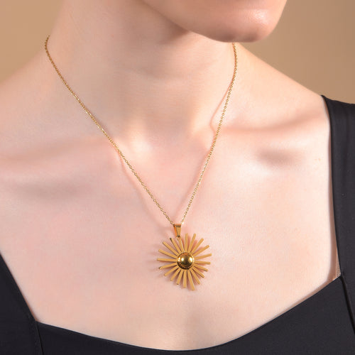 Radiant Sunburst Necklace & Earring Set in Gold Finish