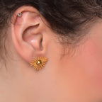 Radiant Sunburst Necklace & Earring Set in Gold Finish